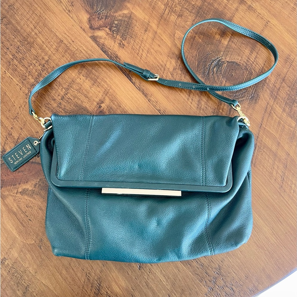 Genuine leather Steven crossbody bag in hunter green